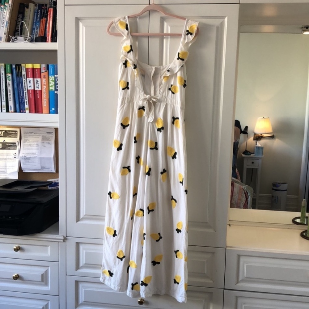 Anthropologie Red Carter Allison Lemon Embroidered Linen Jumpsuit - Picture 14 of 16
